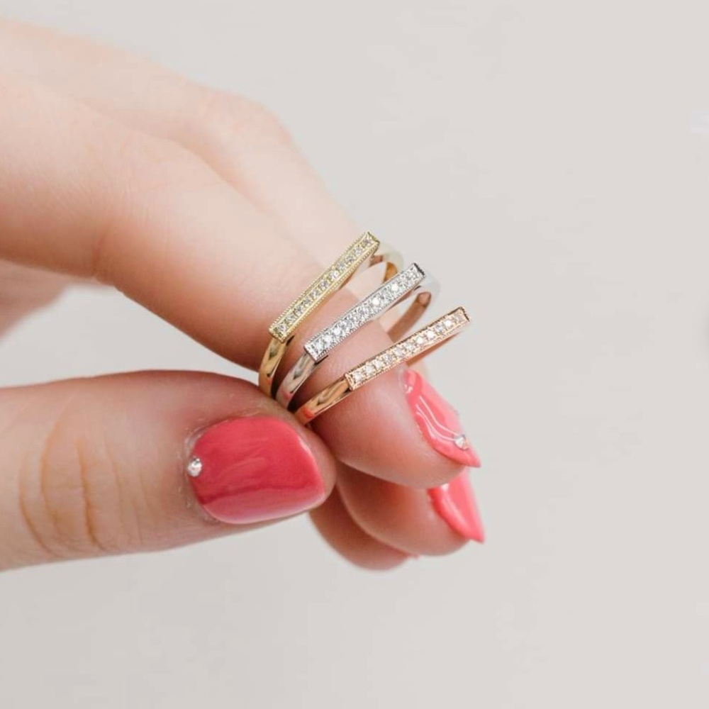 ✨Dana Rebecca Designs DRD Sylvie Rose Bar Ring sz 6.25 - White Gold✨
